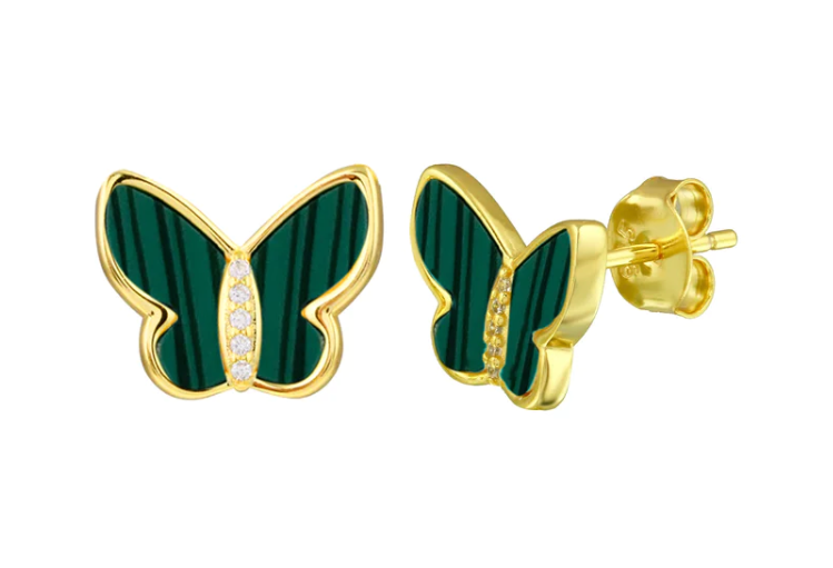 Malachite Butterfly Studs