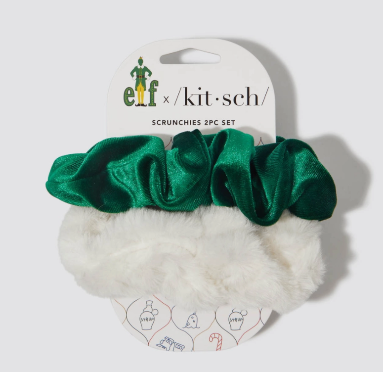 Elf X Kitsch Scrunchies 2pc - White & Green