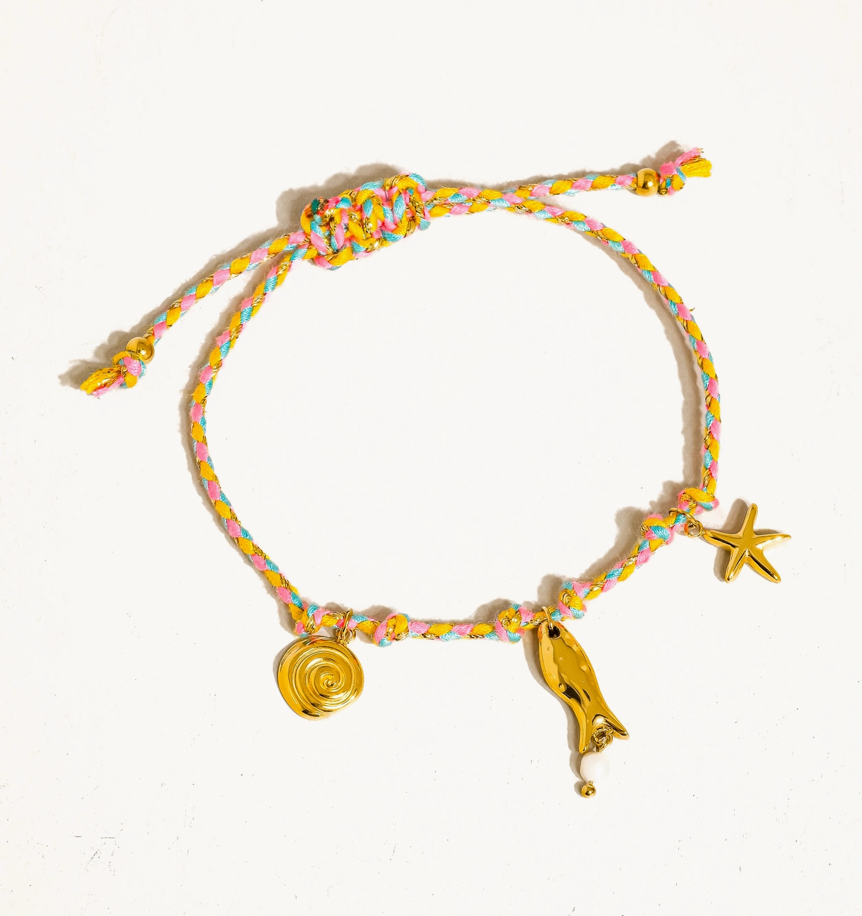 Menton 18K Gold Non-Tarnish Summer Rope Charm Bracelet