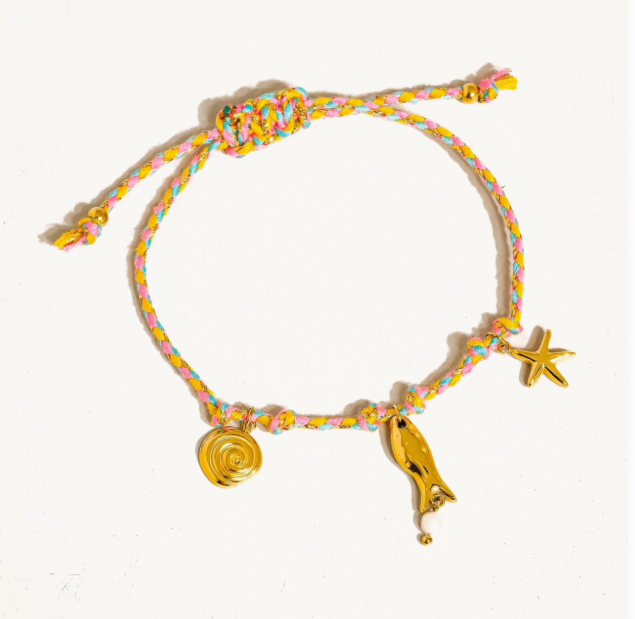 Menton 18K Gold Non-Tarnish Summer Rope Charm Bracelet